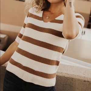 BOHME v neck striped sweater shirt